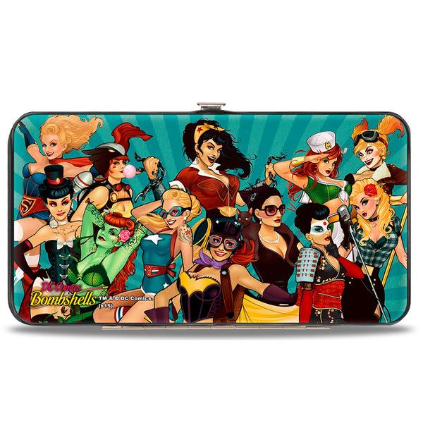 Buckle-Down Hinged Wallet - 12-DC BOMBSHELLS Group Pose Rays Blues