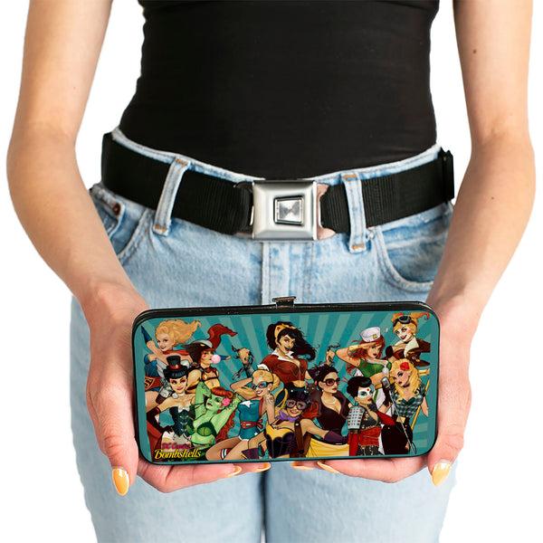 Buckle-Down Hinged Wallet - 12-DC BOMBSHELLS Group Pose Rays Blues