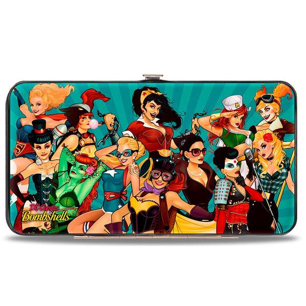 Buckle-Down Hinged Wallet - 12-DC BOMBSHELLS Group Pose Rays Blues