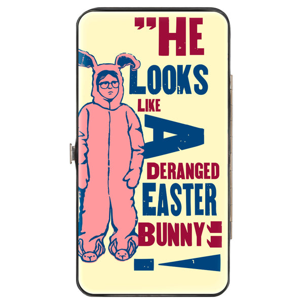 Buckle-Down Hinged Wallet - A Christmas Story Ralphie Pink Bunny DERANGED EASTER BUNNY Pose Ivory Blue Pink