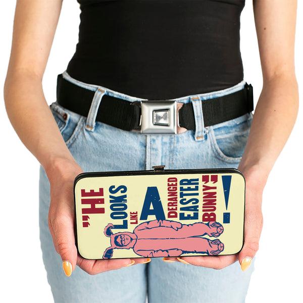 Buckle-Down Hinged Wallet - A Christmas Story Ralphie Pink Bunny DERANGED EASTER BUNNY Pose Ivory Blue Pink