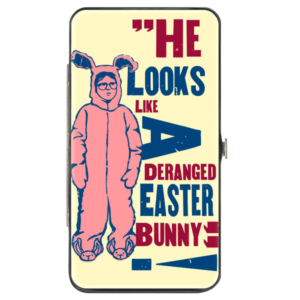 Buckle-Down Hinged Wallet - A Christmas Story Ralphie Pink Bunny DERANGED EASTER BUNNY Pose Ivory Blue Pink