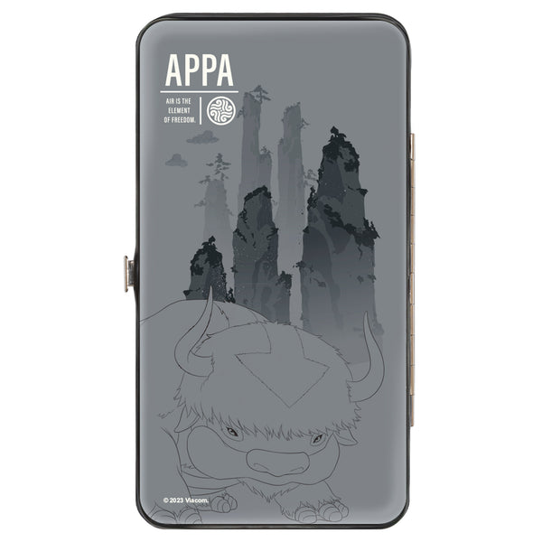 Buckle-Down Hinged Wallet - Avatar Last Airbender Appa Flying Pose And Air Element Icon Grays