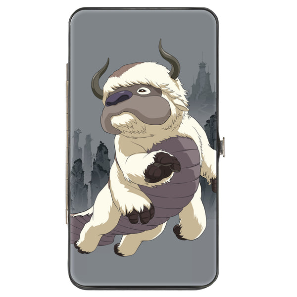 Buckle-Down Hinged Wallet - Avatar Last Airbender Appa Flying Pose and Air Element Icon Grays