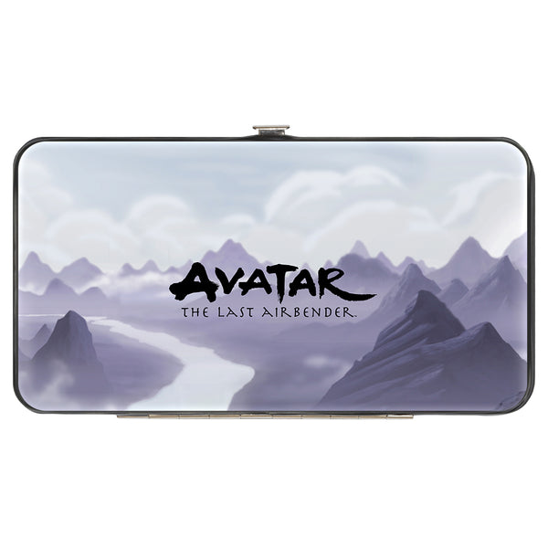 Buckle-Down Hinged Wallet - Avatar The Last Airbender Appa Carrying 4-Character Group Scene Over Mountains + Logo Grays Black