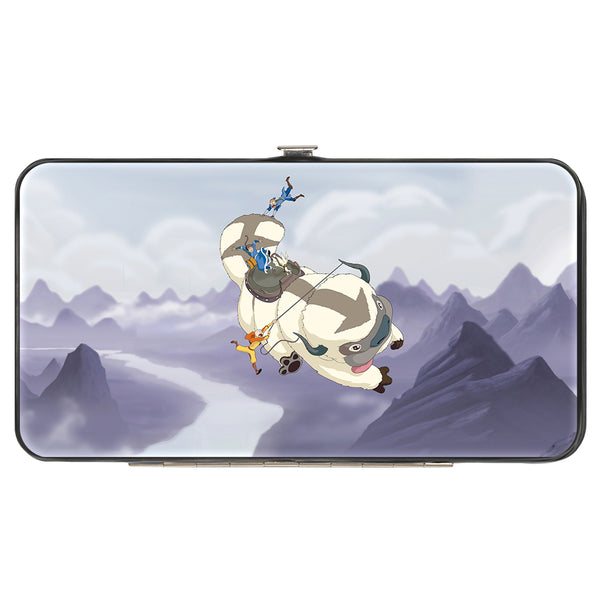 Buckle-Down Hinged Wallet - Avatar the Last Airbender Appa Carrying 4-Character Group Scene Over Mountains + Logo Grays Black