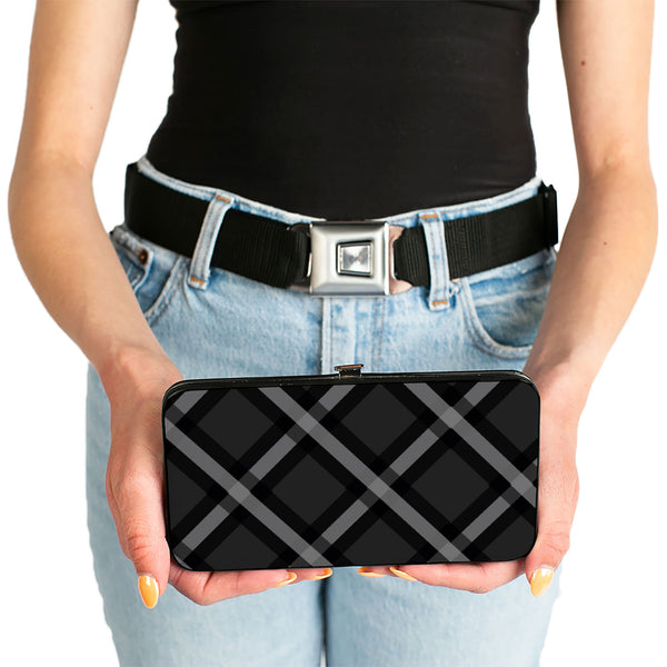 Buckle-Down Hinged Wallet - Buffalo Plaid X Charcoal Black Gray