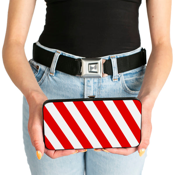 Buckle-Down Hinged Wallet - Candy Cane2 Stripe White Red