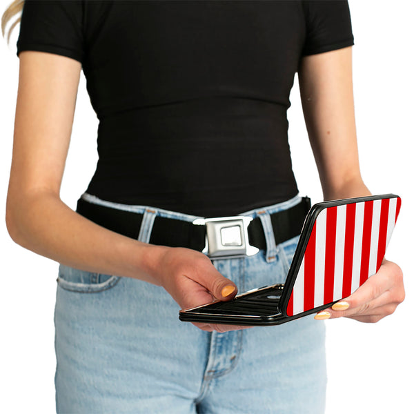 Buckle-Down Hinged Wallet - Candy Cane2 Stripe White Red