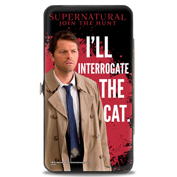 Buckle-Down Hinged Wallet - Castiel I'LL INTERROGATE THE CAT Black Blood Splatter White