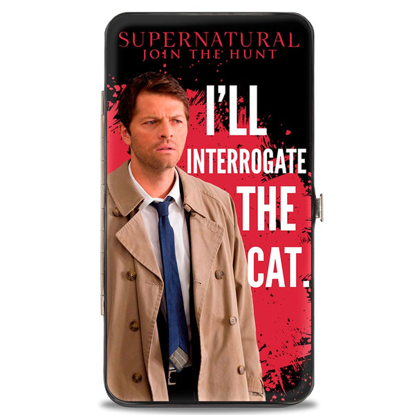 Buckle-Down Hinged Wallet - Castiel I'LL INTERROGATE THE CAT Black Blood Splatter White