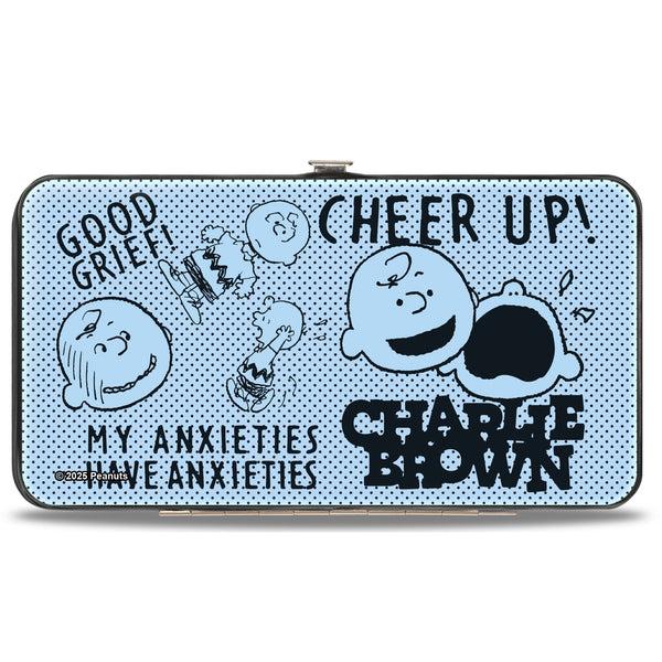 Buckle-Down Hinged Wallet - CHARLIE BROWN Poses And Quotes Light Blue/Black