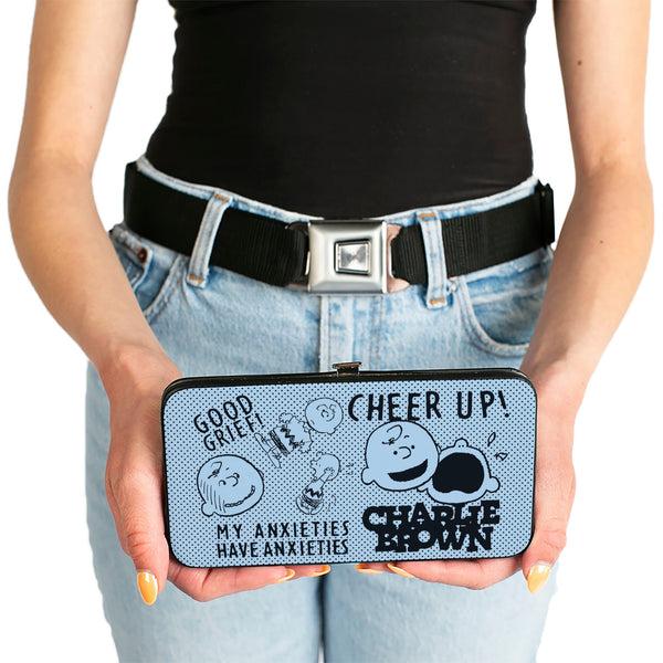 Buckle-Down Hinged Wallet - CHARLIE BROWN Poses And Quotes Light Blue/Black