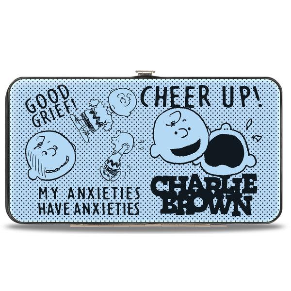 Buckle-Down Hinged Wallet - CHARLIE BROWN Poses And Quotes Light Blue/Black