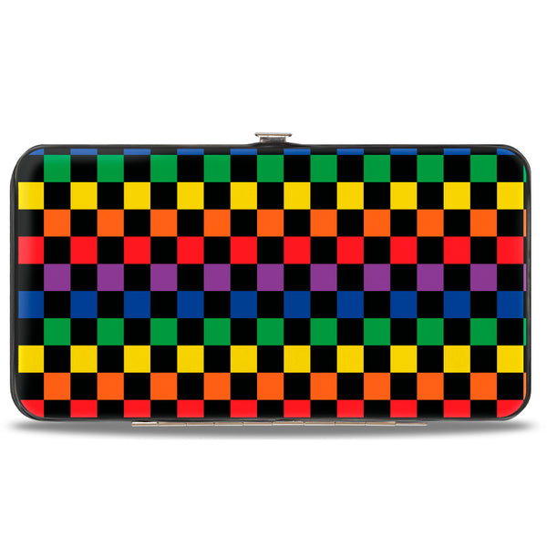 Buckle-Down Hinged Wallet - Checker Black Rainbow Multi Color