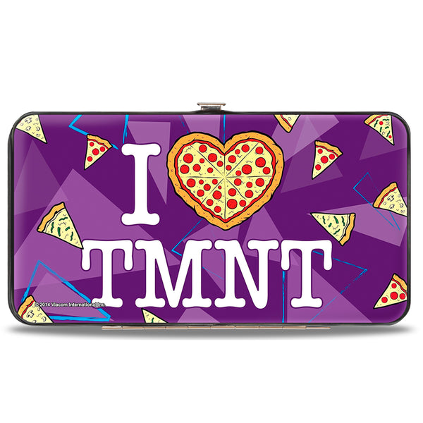 Buckle-Down Hinged Wallet - Classic Teenage Mutant Ninja Turtles Faces + I "PIZZA-HEART" TMNT Purple Triangles Pizza