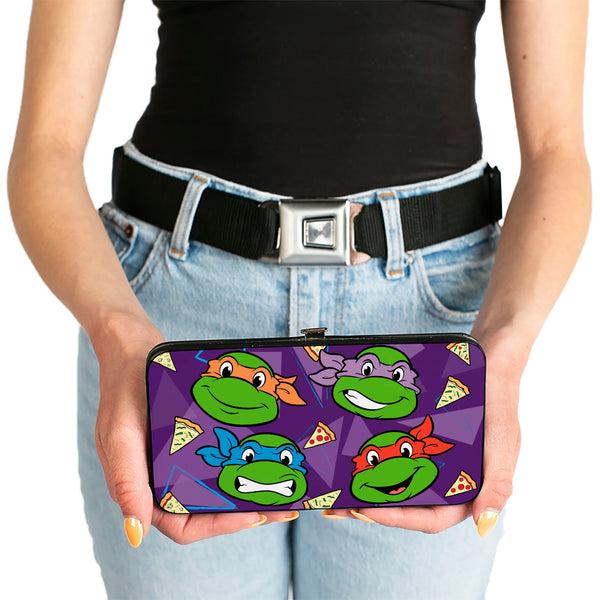 Buckle-Down Hinged Wallet - Classic Teenage Mutant Ninja Turtles Faces + I "PIZZA-HEART" TMNT Purple Triangles Pizza