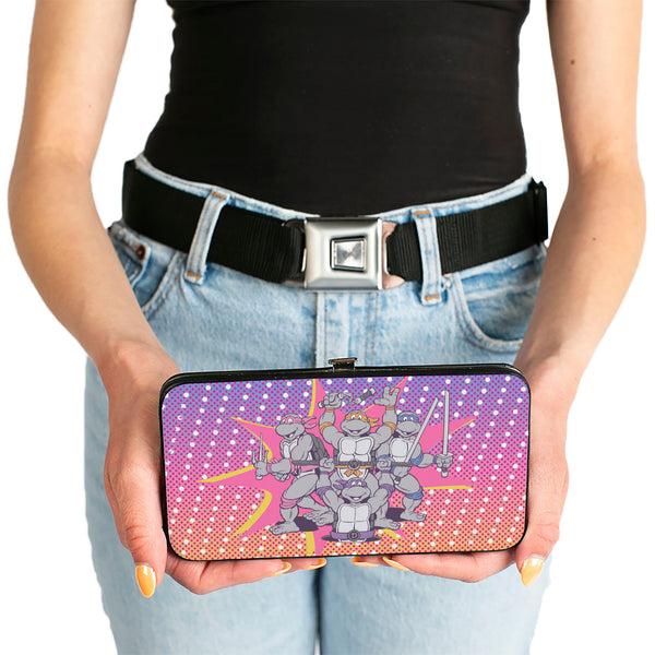 Buckle-Down Hinged Wallet - Classic Teenage Mutant Ninja Turtles Group Pose + I "HEART" NINJAS Multi Pastel