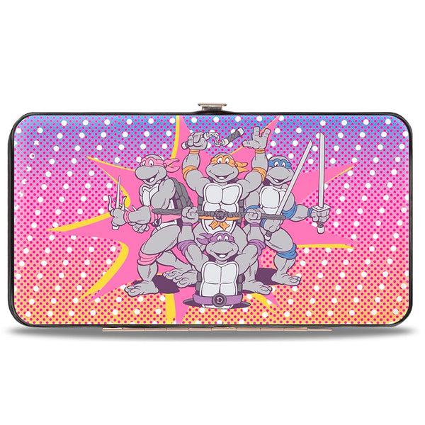 Buckle-Down Hinged Wallet - Classic Teenage Mutant Ninja Turtles Group Pose + I "HEART" NINJAS Multi Pastel