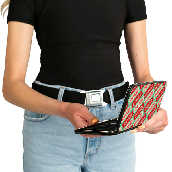 Buckle-Down Hinged Wallet - Coca-Cola Script Marquee Logo Green/Red/White