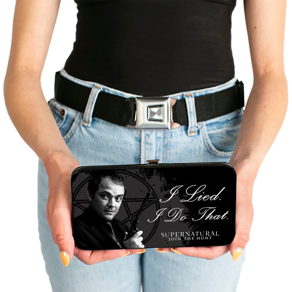 Buckle-Down Hinged Wallet - Crowley I LIED- I DO THAT Pentagram Black Grays White