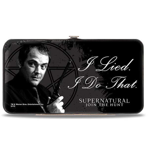 Buckle-Down Hinged Wallet - Crowley I LIED- I DO THAT Pentagram Black Grays White