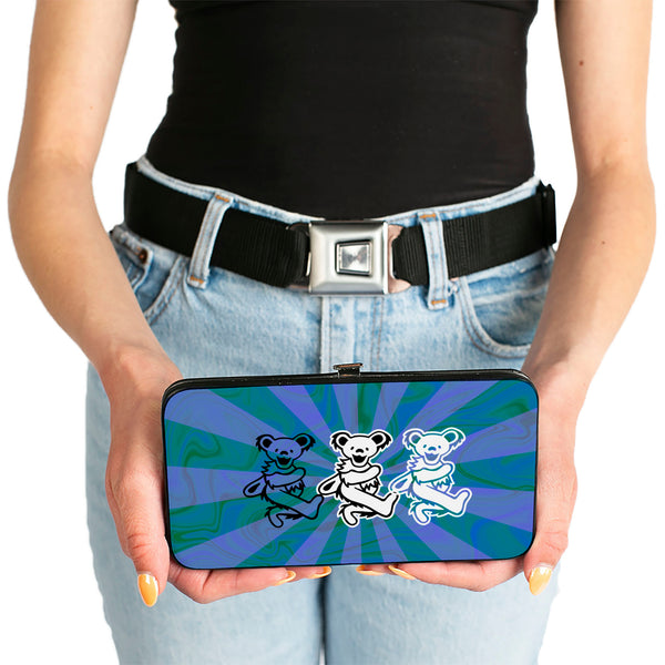 Buckle-Down Hinged Wallet - Dancing Bear Trio Rays Swirl Blues Purples Black White