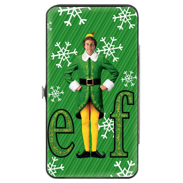 Buckle-Down Hinged Wallet - Elf Buddy The Elf Logo Pose Snowflakes Greens White
