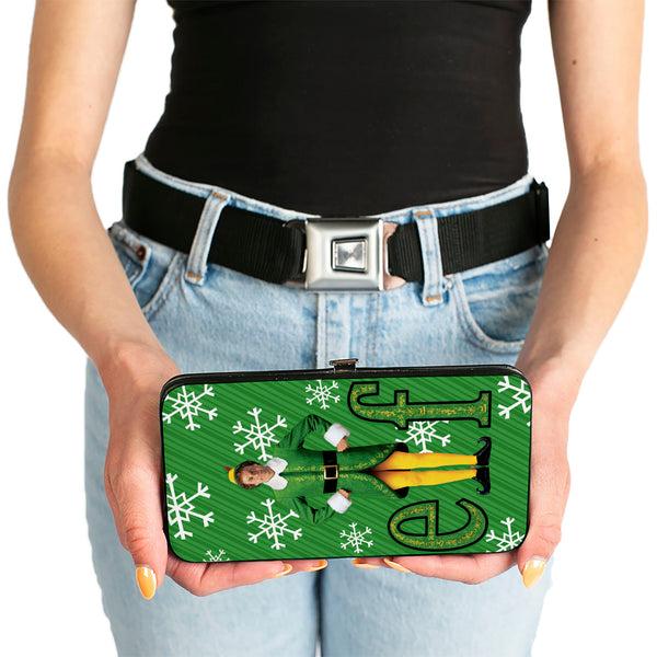Buckle-Down Hinged Wallet - Elf Buddy The Elf Logo Pose Snowflakes Greens White