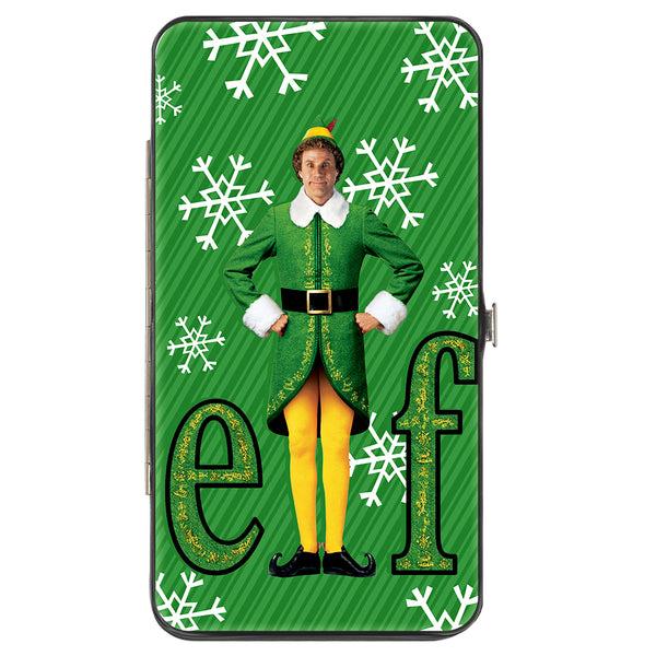 Buckle-Down Hinged Wallet - Elf Buddy the Elf Logo Pose Snowflakes Greens White