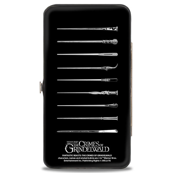 Buckle-Down Hinged Wallet - Fantastic Beasts The Crimes Of Grindelwald Elder Wand + 9-Wands Black White