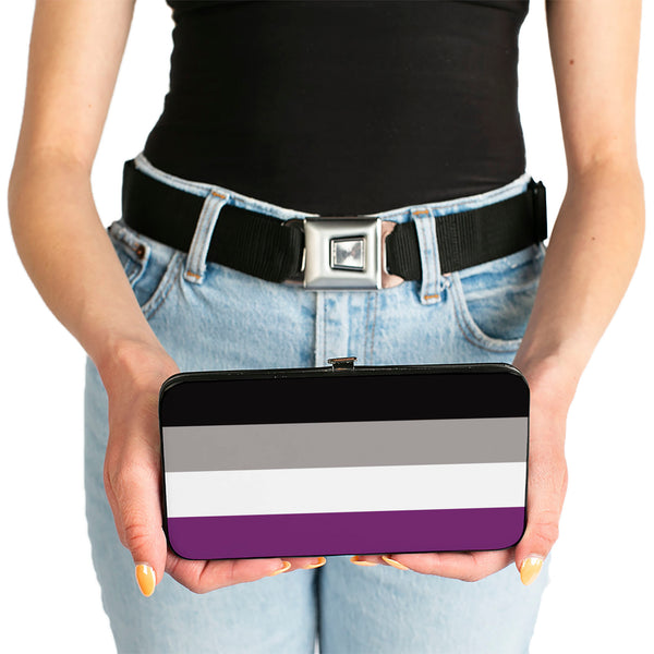 Buckle-Down Hinged Wallet - Flag Asexual Black Gray White Purple