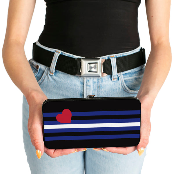 Buckle-Down Hinged Wallet - Flag Leather Black Blue Red White