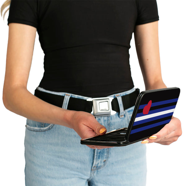 Buckle-Down Hinged Wallet - Flag Leather Black Blue Red White