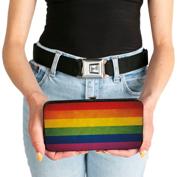 Buckle-Down Hinged Wallet - Flag Pride Distressed Rainbow
