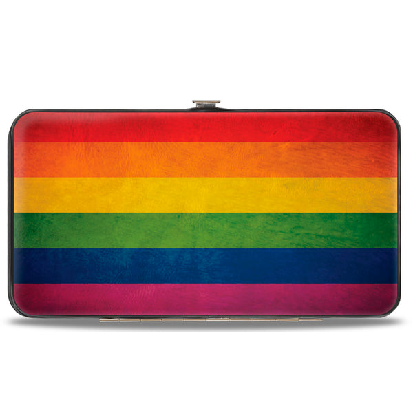 Buckle-Down Hinged Wallet - Flag Pride Distressed Rainbow