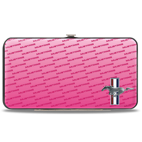 Buckle-Down Hinged Wallet - Ford Mustang W Bars CORNER W Text PINK