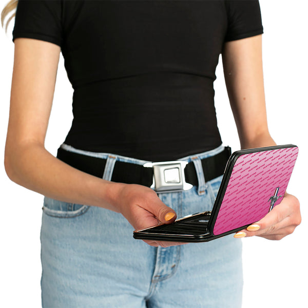 Buckle-Down Hinged Wallet - Ford Mustang W Bars CORNER W Text PINK
