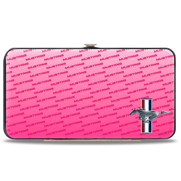Buckle-Down Hinged Wallet - Ford Mustang w Bars CORNER w Text PINK