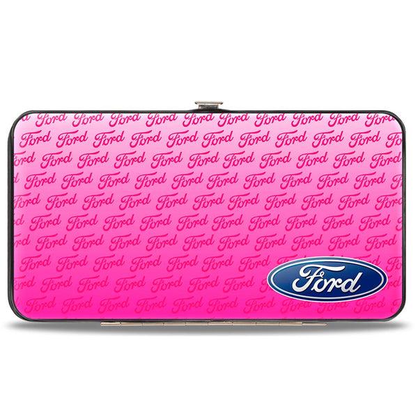 Buckle-Down Hinged Wallet - Ford Oval CORNER w Text PINK