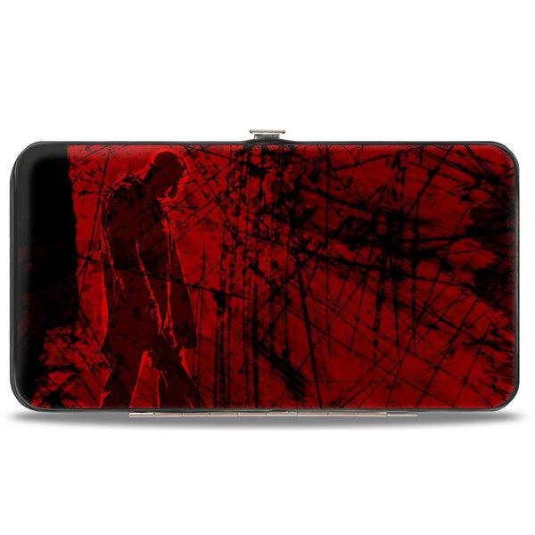 Buckle-Down Hinged Wallet - Friday The 13th JASON Mask Splatter + Jason Walking Pose Black Reds