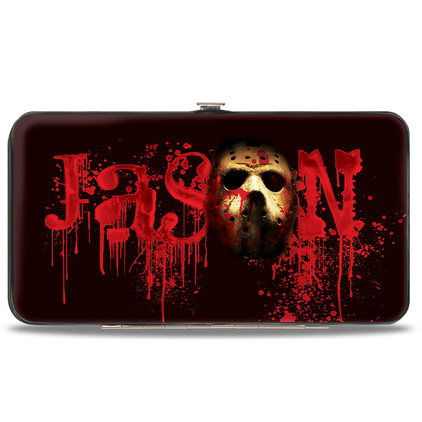 Buckle-Down Hinged Wallet - Friday the 13th JASON Mask Splatter + Jason Walking Pose Black Reds
