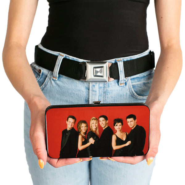 Buckle-Down Hinged Wallet - Friends Season 2 6-Character Vivid Group Pose Red + FRIENDS THE TELEVISION SERIES Logo Black White Multi Color