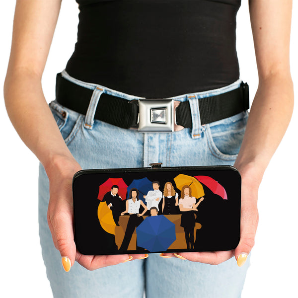 Buckle-Down Hinged Wallet - Friends Umbrella Group Poses Silhouette I'LL BE THERE FOR YOU Black White