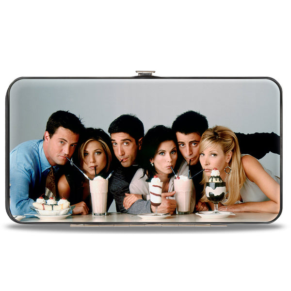 Buckle-Down Hinged Wallet - FRIENDS Vivid 6-Character Milk Shake Pose + Logo Black White Multi Color