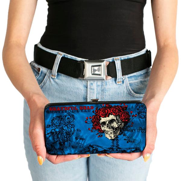 Buckle-Down Hinged Wallet - GRATEFUL DEAD Skull & Roses Blues Black Red