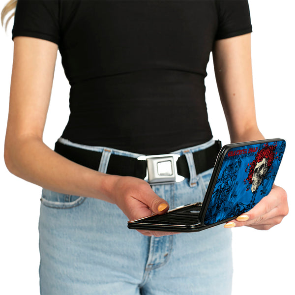Buckle-Down Hinged Wallet - GRATEFUL DEAD Skull & Roses Blues Black Red