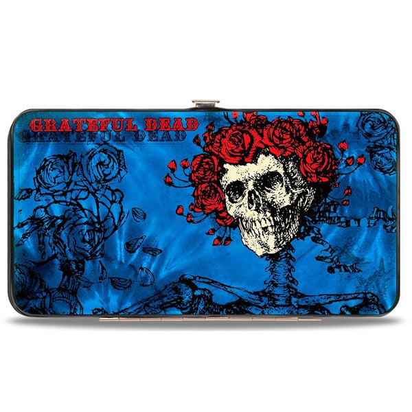 Buckle-Down Hinged Wallet - GRATEFUL DEAD Skull & Roses Blues Black Red