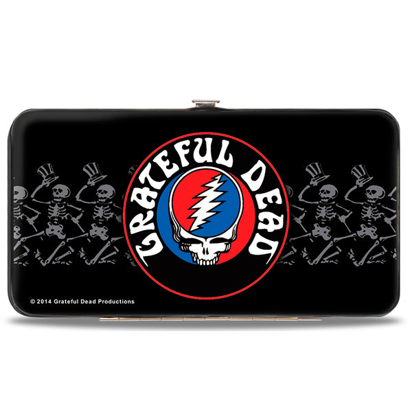Buckle-Down Hinged Wallet - GRATEFUL DEAD Steal Your Face Logo Dancing Skeletons Black Gray Red White Blue