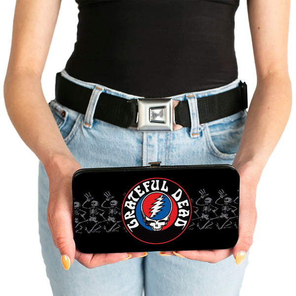 Buckle-Down Hinged Wallet - GRATEFUL DEAD Steal Your Face Logo Dancing Skeletons Black Gray Red White Blue